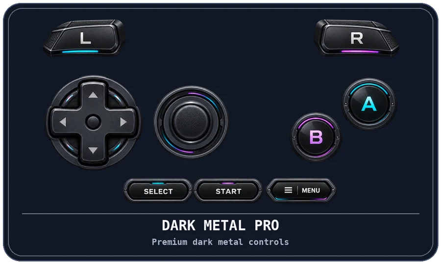 Dark Metal Pro: Premium dark metal controls. D-Pad, analog, A, B, shoulder and menu controls.